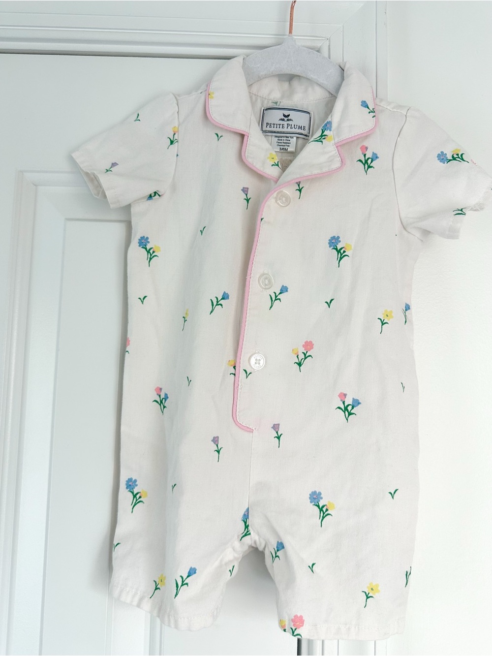 Petite Plume Floral Cotton Romper 3/6m EUC